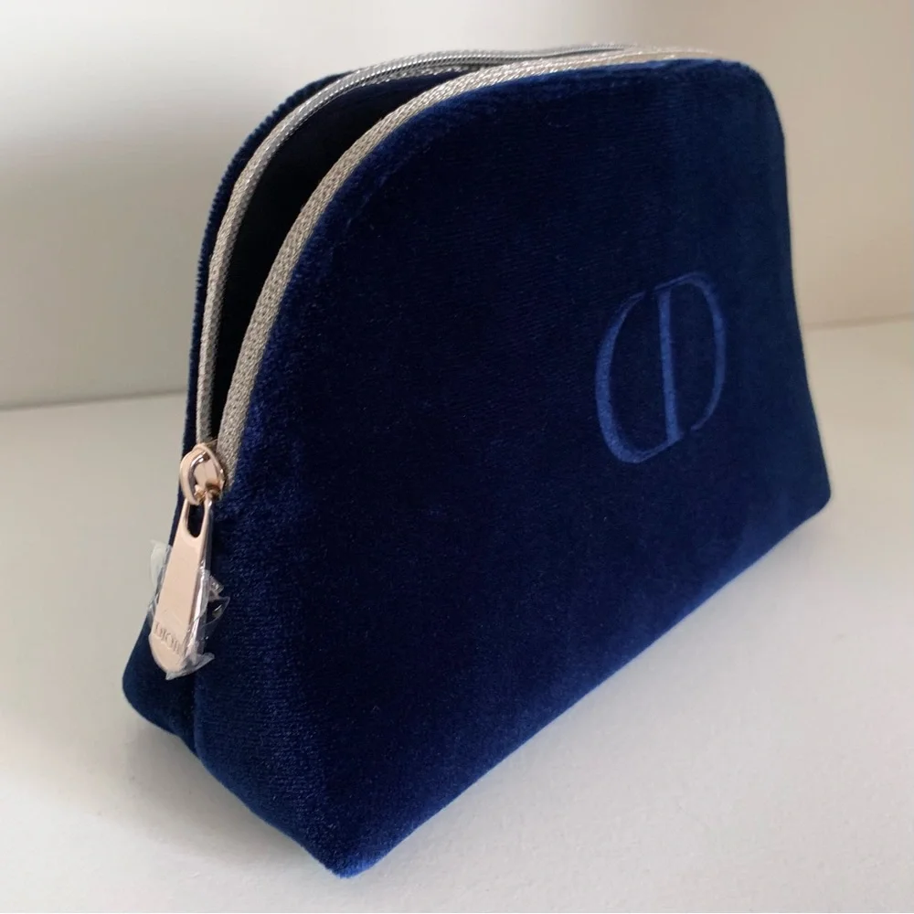 Dior navy velvet zippy pouch